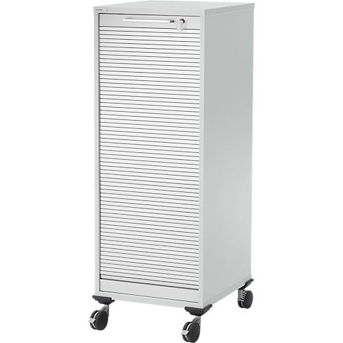 Schäfer Shop Genius Multimobil, B 450 x T 500 x H 1220 mm, Kunststoffrollladen, mit Rollen, abschließbar, lichtgrau