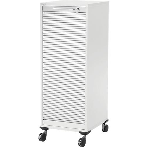Schäfer Shop Genius Multimobil, B 450 x T 500 x H 1220 mm, Kunststoffrollladen, mit Rollen, abschließbar, weiß