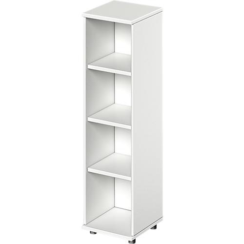 Schäfer Shop Genius Regal TETRIS WOOD, 4 OH, Höhe inkl. Gleiter, B 400 mm, weiß