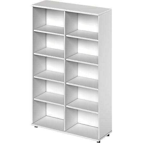 Schäfer Shop Genius Regal TETRIS WOOD, 5 OH, Höhe inkl. Gleiter, B 1200 mm, lichtgrau