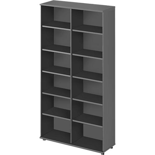 Schäfer Shop Genius Regal TETRIS WOOD, 6 OH, Höhe inkl. Gleiter, Mitteltrennwand, B 1200 mm, graphit