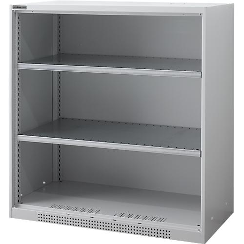Schäfer Shop Genius Regalschrank FS, Stahl, mit Belüftungslöchern, B 1055 x T 520 x H 1105 mm, 3 OH, Weißalu, bis 300 kg