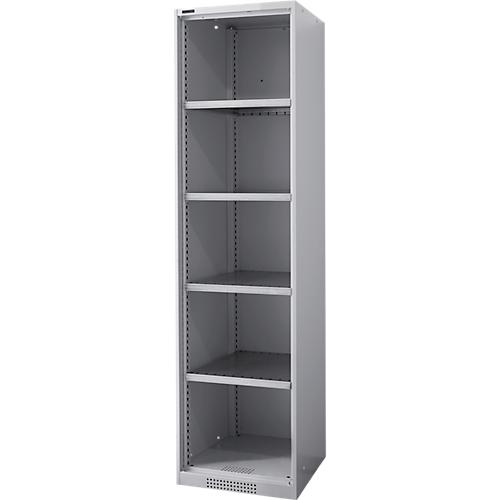 Schäfer Shop Genius Regalschrank FS, Stahl, mit Belüftungslöchern, B 545 x T 620 x H 1950 mm, 5 OH, Weißalu, bis 250 kg