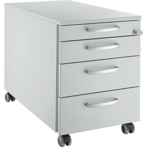 Schäfer Shop Genius Rollcontainer 1233, mit Griff rund, B 435 x H 577 mm, lichtgrau/lichtgrau/lichtgrau