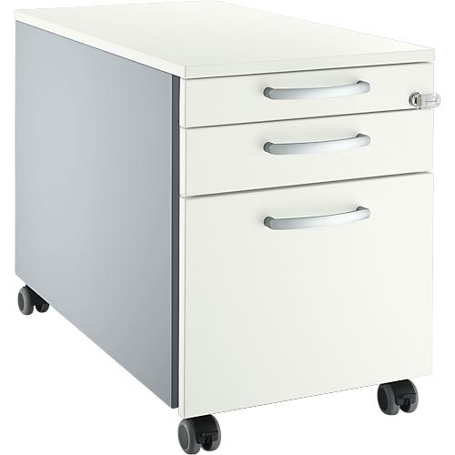 Schäfer Shop Genius Rollcontainer 126, mit Griff rund, B 435 x H 577 mm, weiß/weißalu