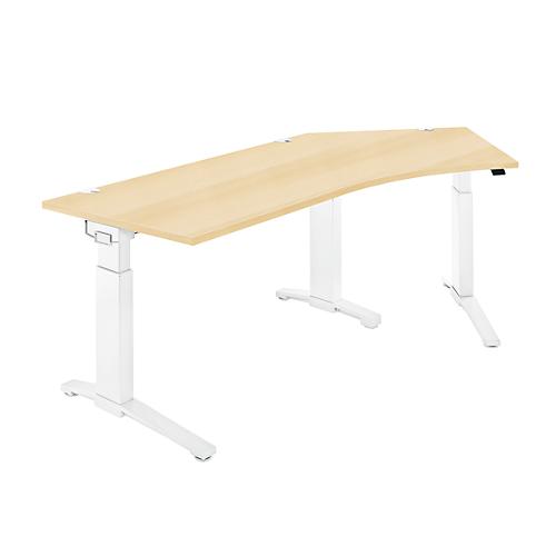 Schäfer Shop Genius Schreibtisch 135° Planova Ergostyle , Ansatz rechts, man. höheneinstellbar, B 2165 x T 800 mm , Ahorn-Dekor/weiß