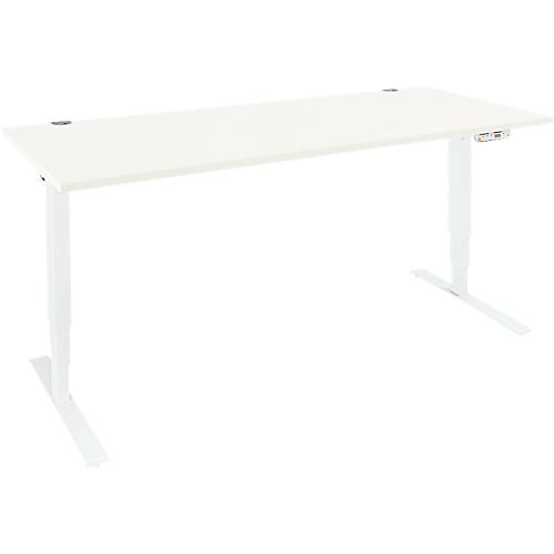 Schäfer Shop Genius Schreibtisch AERO FLEX, elektrisch höhenverstellbar, Rechteck, T-Fuß, B 1600 mm, weiß/weiß + Memorypanel