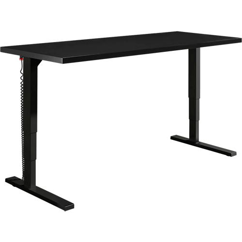 Schäfer Shop Genius Schreibtisch Elements, elektrisch höhenverstellbar, Rechteck, C-Fuß, B 1800 x T 800 x H 645-1300 mm, schwarz/weiß + Technikeinbau