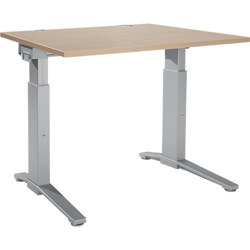 Schäfer Shop Genius Schreibtisch ERGOSTYLE S, manuell höhenverstellbar, Rechteck, C-Fuß, B 1200 x T 800 x H 675-895 mm, eiche/weißaluminium