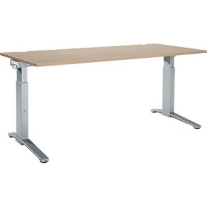 Schäfer Shop Genius Schreibtisch ERGOSTYLE S, manuell höhenverstellbar, Rechteck, C-Fuß, B 1800 x T 800 x H 675-895 mm, eiche/weißaluminium Schäfer Shop Genius Schreibtisch ERGOSTYLE S, manuell höhenverstellbar, Rechteck, C-Fuß, B 1800 x T 800 x H 675-895 mm, eiche/weißaluminium