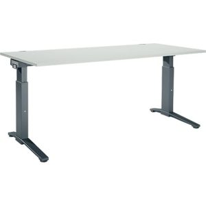 Schäfer Shop Genius Schreibtisch ERGOSTYLE S, manuell höhenverstellbar, Rechteck, C-Fuß, B 1800 x T 800 x H 675-895 mm, weiß/anthrazit Schäfer Shop Genius Schreibtisch ERGOSTYLE S, manuell höhenverstellbar, Rechteck, C-Fuß, B 1800 x T 800 x H 675-895 mm, weiß/anthrazit