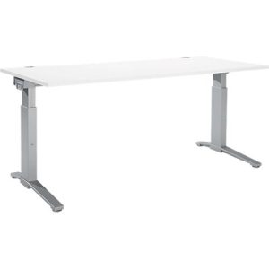 Schäfer Shop Genius Schreibtisch ERGOSTYLE S, manuell höhenverstellbar, Rechteck, C-Fuß, B 1800 x T 800 x H 675-895 mm, weiß/weißaluminium Schäfer Shop Genius Schreibtisch ERGOSTYLE S, manuell höhenverstellbar, Rechteck, C-Fuß, B 1800 x T 800 x H 675-895 mm, weiß/weißaluminium