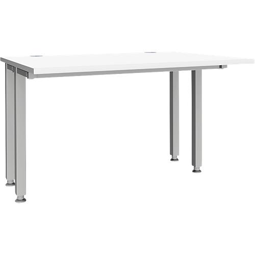 Schäfer Shop Genius Schreibtisch MODENA FLEX, 4-Fuß-Quadratrohr, verkürzte Seitenteile, B 1200 mm, weiß