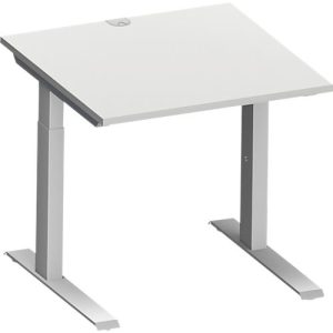 Schäfer Shop Genius Schreibtisch MODENA FLEX, C-Fuß-Rechteckrohr, B 800 x T 800 mm, lichtgrau/weißalu Schäfer Shop Genius Schreibtisch MODENA FLEX, C-Fuß-Rechteckrohr, B 800 x T 800 mm, lichtgrau/weißalu