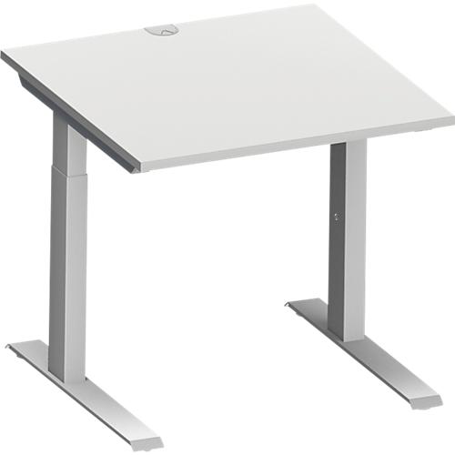 Schäfer Shop Genius Schreibtisch MODENA FLEX, C-Fuß-Rechteckrohr, B 800 x T 800 mm, lichtgrau/weißalu