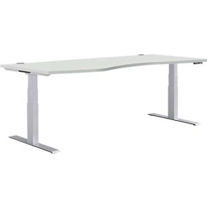 Schäfer Shop Genius Schreibtisch MODENA FLEX, elektrisch höhenverstellbar, Freiform, Ansatz links, B 1800 mm, lichtgrau/weißalu Schäfer Shop Genius Schreibtisch MODENA FLEX, elektrisch höhenverstellbar, Freiform, Ansatz links, B 1800 mm, lichtgrau/weißalu