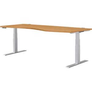 Schäfer Shop Genius Schreibtisch MODENA FLEX, elektrisch höhenverstellbar, Freiform, Ansatz rechts, B 1800 mm, Buche/weißalu Schäfer Shop Genius Schreibtisch MODENA FLEX, elektrisch höhenverstellbar, Freiform, Ansatz rechts, B 1800 mm, Buche/weißalu