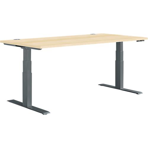 Schäfer Shop Genius Schreibtisch MODENA FLEX, elektrisch höhenverstellbar, Rechteck, T-Fuß, B 1600 x T 800 mm, Ahorn/anthrazit