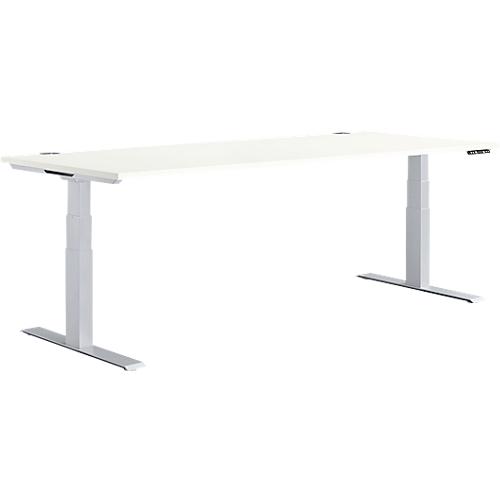Schäfer Shop Genius Schreibtisch MODENA FLEX, elektrisch höhenverstellbar, Rechteck, T-Fuß, B 1800 x T 800 x H 645-1290 mm, weiß/weißalu