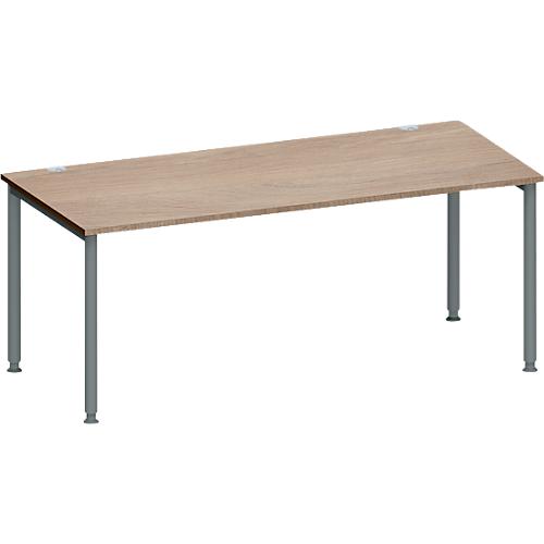 Schäfer Shop Genius Schreibtisch MODENA FLEX, Freiform links, T-Fuß Rechteckrohr, B 1800 x T 1000/800 x H 650-850 mm, Eiche/anthrazit