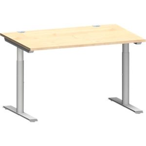 Schäfer Shop Genius Schreibtisch MODENA FLEX, T-Fuß-Rundrohr, B 1200 x T 800 mm, ahorn/weißalu