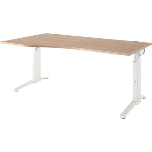 Schäfer Shop Genius Schreibtisch PLANOVA ERGOSTYLE, Ansatz links, manuell höhenverstellbar durch Imbusschlüssel, B 1800 mm, Eiche/weiß