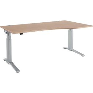 Schäfer Shop Genius Schreibtisch PLANOVA ERGOSTYLE, elektrisch höhenverstellbar, Freiform, Ansatz rechts, C-Fuß, B 1800 mm, Eiche/weißalu Schäfer Shop Genius Schreibtisch PLANOVA ERGOSTYLE, elektrisch höhenverstellbar, Freiform, Ansatz rechts, C-Fuß, B 1800 mm, Eiche/weißalu