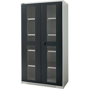 Schäfer Shop Genius Schwerlastschrank FS, Stahlblech, mit Sichtfenster, B 1055 x T 520 x H 1950 mm, 5 OH, lichtgrau/anthrazitgrau, bis 1000 kg Schäfer Shop Genius Schwerlastschrank FS, Stahlblech, mit Sichtfenster, B 1055 x T 520 x H 1950 mm, 5 OH, lichtgrau/anthrazitgrau, bis 1000 kg