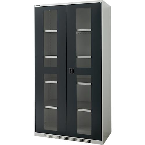 Schäfer Shop Genius Schwerlastschrank FS, Stahlblech, mit Sichtfenster, B 1055 x T 520 x H 1950 mm, 5 OH, lichtgrau/anthrazitgrau, bis 1000 kg