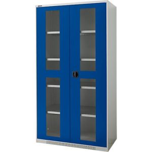 Schäfer Shop Genius Schwerlastschrank FS, Stahlblech, mit Sichtfenster, B 1055 x T 520 x H 1950 mm, 5 OH, lichtgrau/enzianblau, bis 1000 kg Schäfer Shop Genius Schwerlastschrank FS, Stahlblech, mit Sichtfenster, B 1055 x T 520 x H 1950 mm, 5 OH, lichtgrau/enzianblau, bis 1000 kg