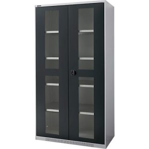 Schäfer Shop Genius Schwerlastschrank FS, Stahlblech, mit Sichtfenster, B 1055 x T 520 x H 1950 mm, 5 OH, weißalu/anthrazitgrau, bis 1000 kg Schäfer Shop Genius Schwerlastschrank FS, Stahlblech, mit Sichtfenster, B 1055 x T 520 x H 1950 mm, 5 OH, weißalu/anthrazitgrau, bis 1000 kg
