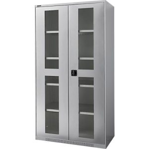 Schäfer Shop Genius Schwerlastschrank FS, Stahlblech, mit Sichtfenster, B 1055 x T 520 x H 1950 mm, 5 OH, weißalu, bis 1000 kg Schäfer Shop Genius Schwerlastschrank FS, Stahlblech, mit Sichtfenster, B 1055 x T 520 x H 1950 mm, 5 OH, weißalu, bis 1000 kg