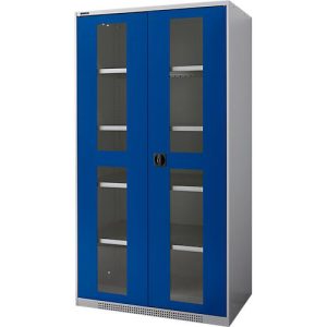 Schäfer Shop Genius Schwerlastschrank FS, Stahlblech, mit Sichtfenster, B 1055 x T 620 x H 1950 mm, 5 OH, weißalu/enzianblau, bis 1000 kg Schäfer Shop Genius Schwerlastschrank FS, Stahlblech, mit Sichtfenster, B 1055 x T 620 x H 1950 mm, 5 OH, weißalu/enzianblau, bis 1000 kg