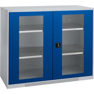Schäfer Shop Genius Sichttürschrank FS, 3 OH, abschließbar, 2 Fachböden, bis 450 kg, B 1343 mm, Stahl, weißaluminium RAL 9006/enzianblau RAL 5010 Schäfer Shop Genius Sichttürschrank FS, 3 OH, abschließbar, 2 Fachböden, bis 450 kg, B 1343 mm, Stahl, weißaluminium RAL 9006/enzianblau RAL 5010