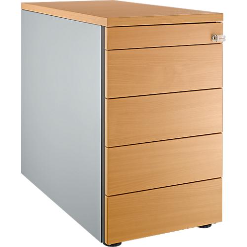 Schäfer Shop Genius Standcontainer 13333, mit Griffnut, B 435 x H 717 mm, weißalu/weißalu/Buche-Dekor