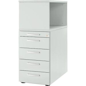 Schäfer Shop Genius Standcontainer mit Aufsatzregal, abschließbar, runder Griff, lichtgrau Schäfer Shop Genius Standcontainer mit Aufsatzregal, abschließbar, runder Griff, lichtgrau