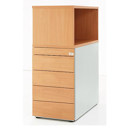 Schäfer Shop Genius Standcontainer mit Aufsatzregal, abschließbar, seitliche Griffnut, Buche