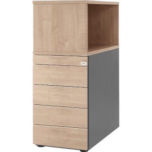 Schäfer Shop Genius Standcontainer mit Aufsatzregal, abschließbar, seitliche Griffnut, Eiche/anthrazit Schäfer Shop Genius Standcontainer mit Aufsatzregal, abschließbar, seitliche Griffnut, Eiche/anthrazit