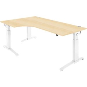 Schäfer Shop Genius Winkelschreibtisch 90° PLANOVA ERGOSTYLE, Ansatz links, manuell höhenverstellbar, B 2000 mm, Ahorn-Dekor/weiß