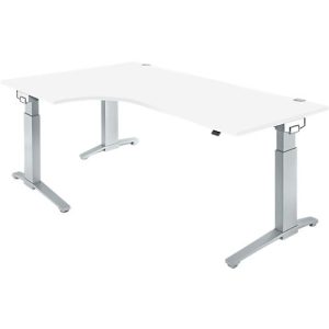 Schäfer Shop Genius Winkelschreibtisch 90° PLANOVA ERGOSTYLE, Ansatz links, manuell höhenverstellbar, B 2000 mm, weiß/weißalu Schäfer Shop Genius Winkelschreibtisch 90° PLANOVA ERGOSTYLE, Ansatz links, manuell höhenverstellbar, B 2000 mm, weiß/weißalu