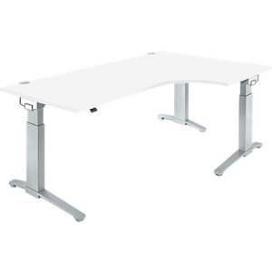 Schäfer Shop Genius Winkelschreibtisch 90° PLANOVA ERGOSTYLE, Ansatz rechts, manuell höhenverstellbar, B 2000 mm, weiß/weißalu Schäfer Shop Genius Winkelschreibtisch 90° PLANOVA ERGOSTYLE, Ansatz rechts, manuell höhenverstellbar, B 2000 mm, weiß/weißalu