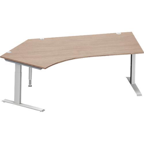 Schäfer Shop Genius Winkelschreibtisch MODENA FLEX 135°, Ansatz links, C-Fuß-Rechteckrohr, B 2165 mm, Eiche-Dekor