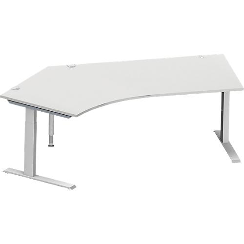 Schäfer Shop Genius Winkelschreibtisch MODENA FLEX 135°, Ansatz links, C-Fuß-Rechteckrohr, B 2165 mm, lichtgrau
