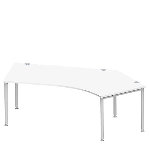 Schäfer Shop Genius Winkelschreibtisch MODENA FLEX 135°, Ansatz rechts, weiß/weißaluminium