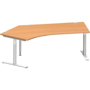 Schäfer Shop Genius Winkelschreibtisch MODENA FLEX 135°, T-Fuß-Rundrohr, B 2165 mm, Ansatz links, Buche/weißalu Schäfer Shop Genius Winkelschreibtisch MODENA FLEX 135°, T-Fuß-Rundrohr, B 2165 mm, Ansatz links, Buche/weißalu