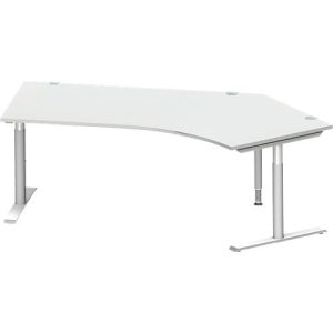 Schäfer Shop Genius Winkelschreibtisch MODENA FLEX 135°, T-Fuß-Rundrohr, B 2165 mm, Ansatz rechts, lichtgrau/weißalu Schäfer Shop Genius Winkelschreibtisch MODENA FLEX 135°, T-Fuß-Rundrohr, B 2165 mm, Ansatz rechts, lichtgrau/weißalu