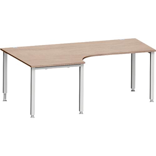Schäfer Shop Genius Winkelschreibtisch MODENA FLEX 90°, Ansatz links, 4-Fuß-Quadratrohr, B 2000 mm, weiß/weiß