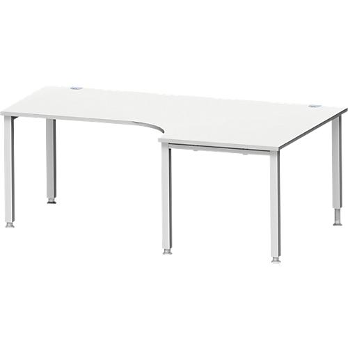 Schäfer Shop Genius Winkelschreibtisch MODENA FLEX 90°, Ansatz rechts, 4-Fuß-Quadratrohr, B 2000 mm, lichtgrau