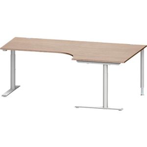 Schäfer Shop Genius Winkelschreibtisch MODENA FLEX 90°, Ansatz rechts, C-Fuß-Rundrohr, B 2000 mm,Eiche-Dekor/weißalu Schäfer Shop Genius Winkelschreibtisch MODENA FLEX 90°, Ansatz rechts, C-Fuß-Rundrohr, B 2000 mm,Eiche-Dekor/weißalu
