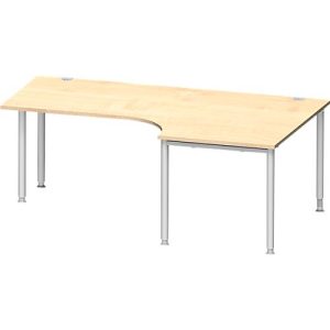 Schäfer Shop Genius Winkelschreibtisch MODENA FLEX 90°, Ansatz rechts, einseitig, verkürzte Seitenteile, 4-Fuß-Rundrohr, Ahorn-Dekor/weißaluminium Schäfer Shop Genius Winkelschreibtisch MODENA FLEX 90°, Ansatz rechts, einseitig, verkürzte Seitenteile, 4-Fuß-Rundrohr, Ahorn-Dekor/weißaluminium